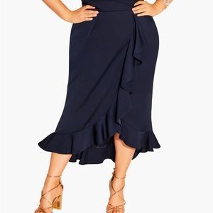 Elegant Navy Blue Ruffle Skirt